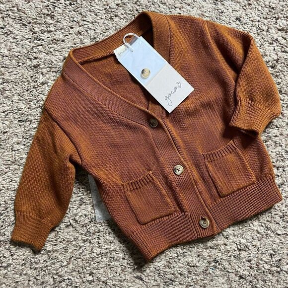 NWT Goumi Kids Sienna Knit Button Up Sweater SZ 0-6 mo Baby Cardigan Organic Cot - Picture 1 of 3